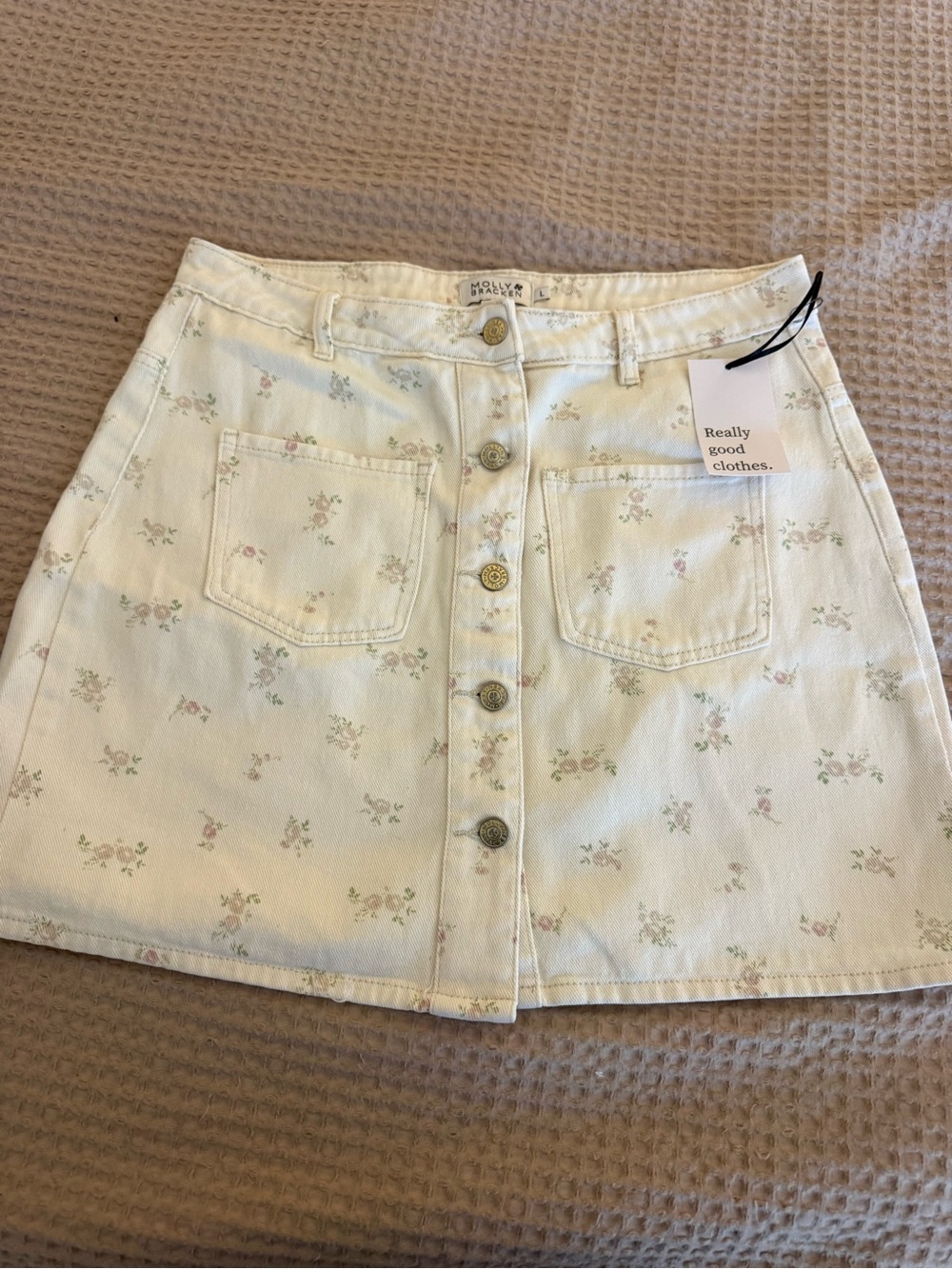 Molly Bracken NWT Floral Denim Mini Skirt